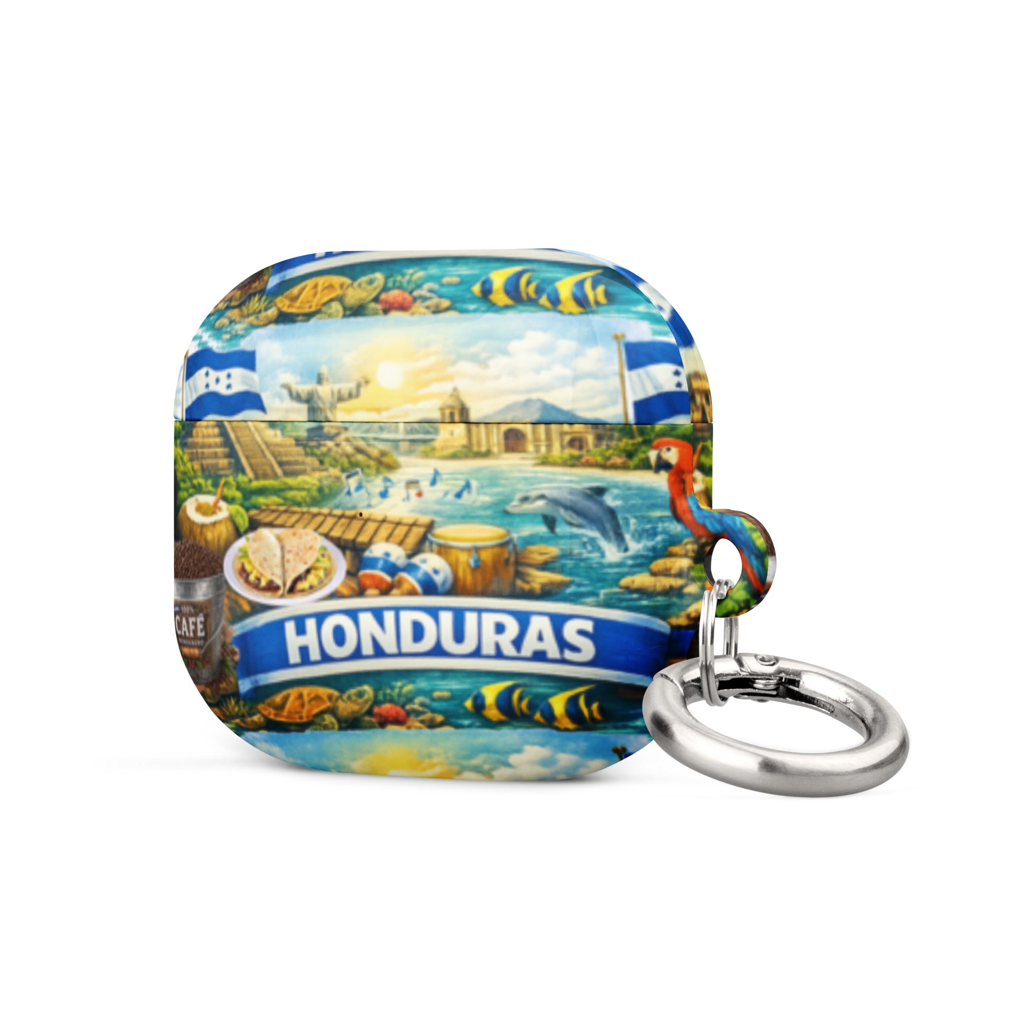 Funda para AirPods Honduras diseño cultural con anillo metálico