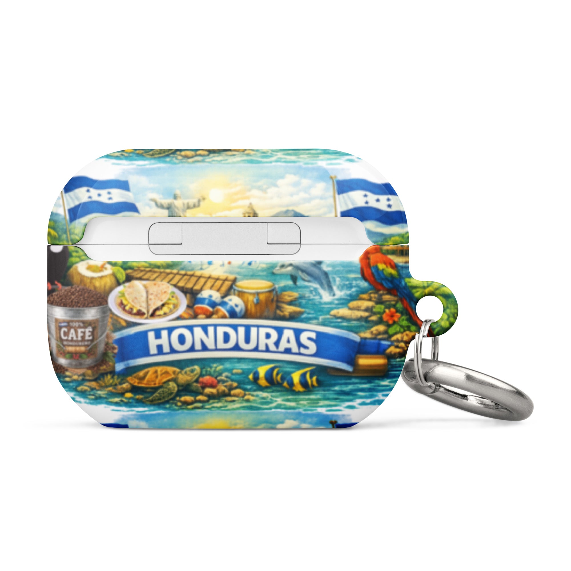 Funda para AirPods Honduras diseño cultural con anillo metálico