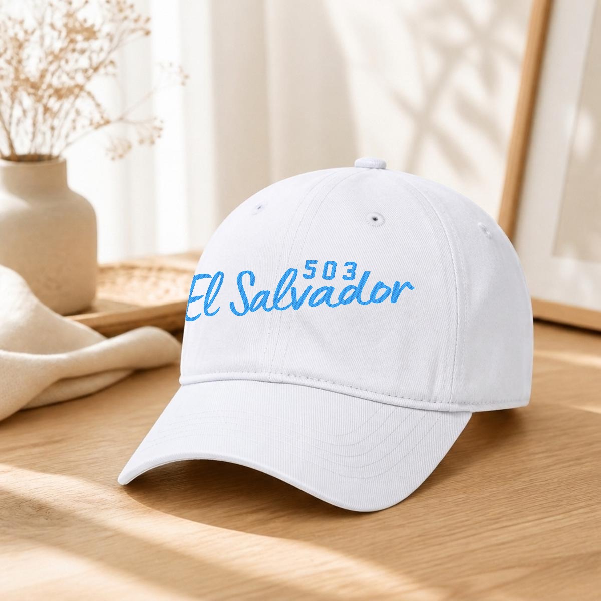 Gorra de El Salvador 503 Bordada Premium Estilo Casual Ajustable de Algodón
