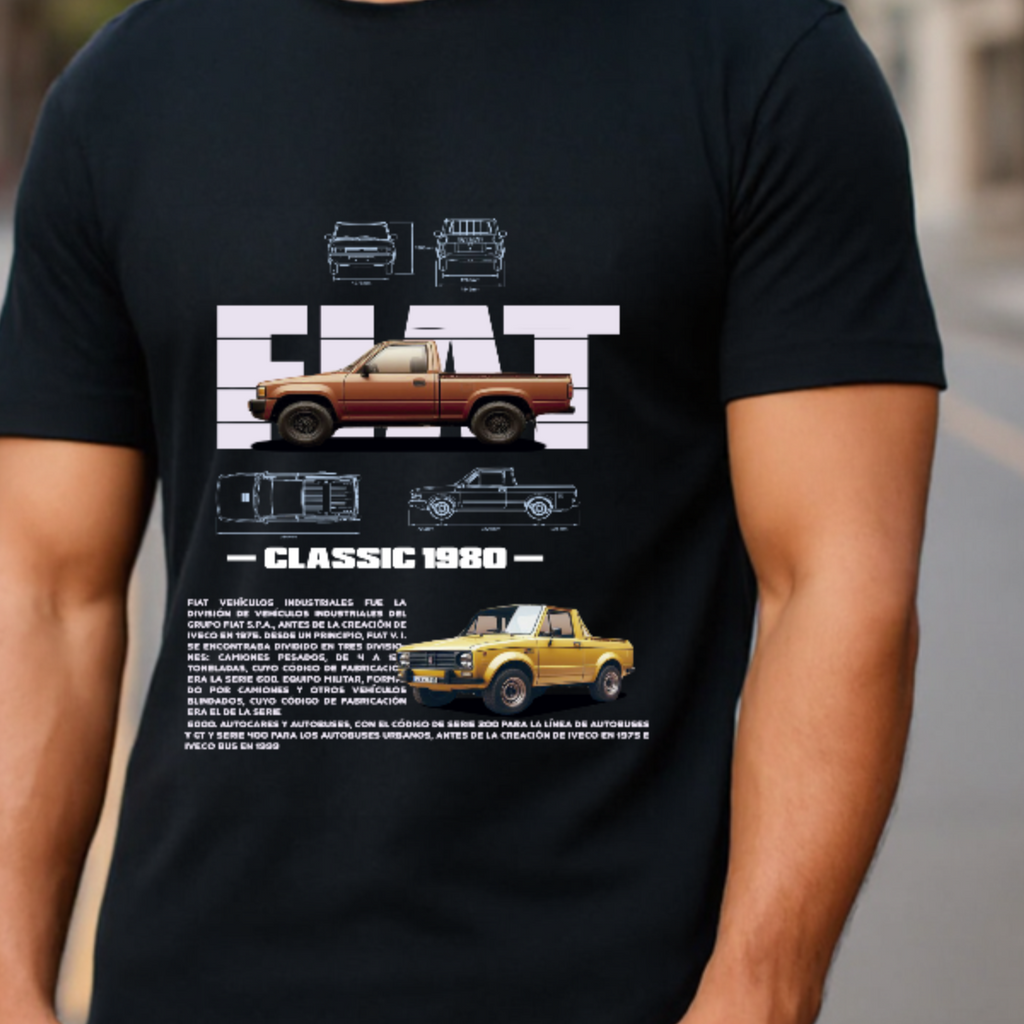 Camiseta Hombre Fiat 1980 Classic Pick Up Diseño