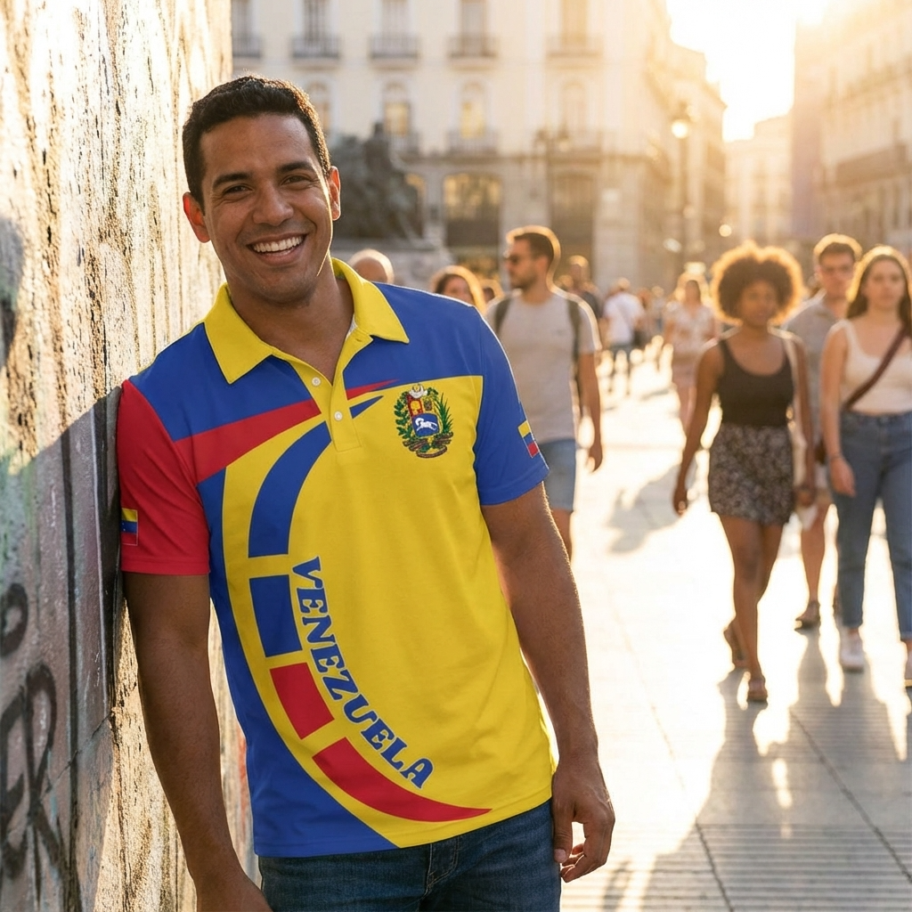 Camisa Polo Venezuela Escudo Patriótica – Mapa y Tricolor Nacional Hombre