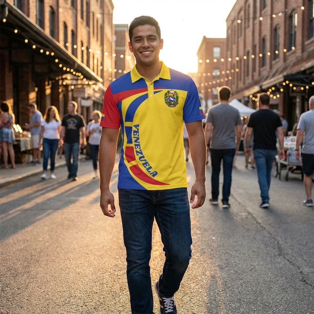 Camisa Polo Venezuela Escudo Patriótica – Mapa y Tricolor Nacional Hombre