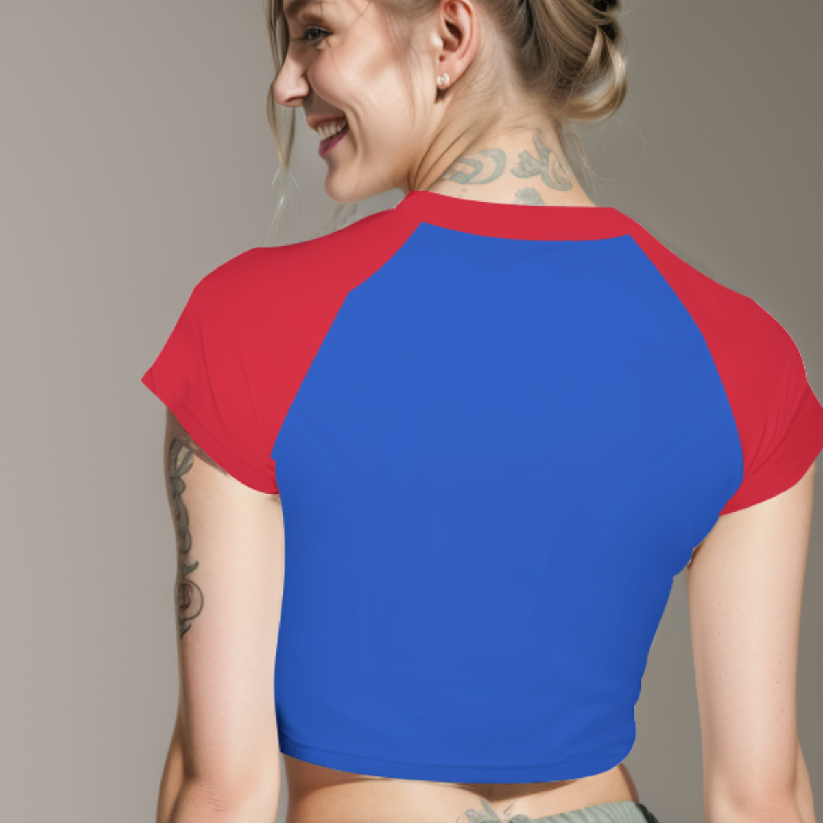 Crop Top CHILE Corazón y Bandera – Camiseta Raglán Regular Mujer