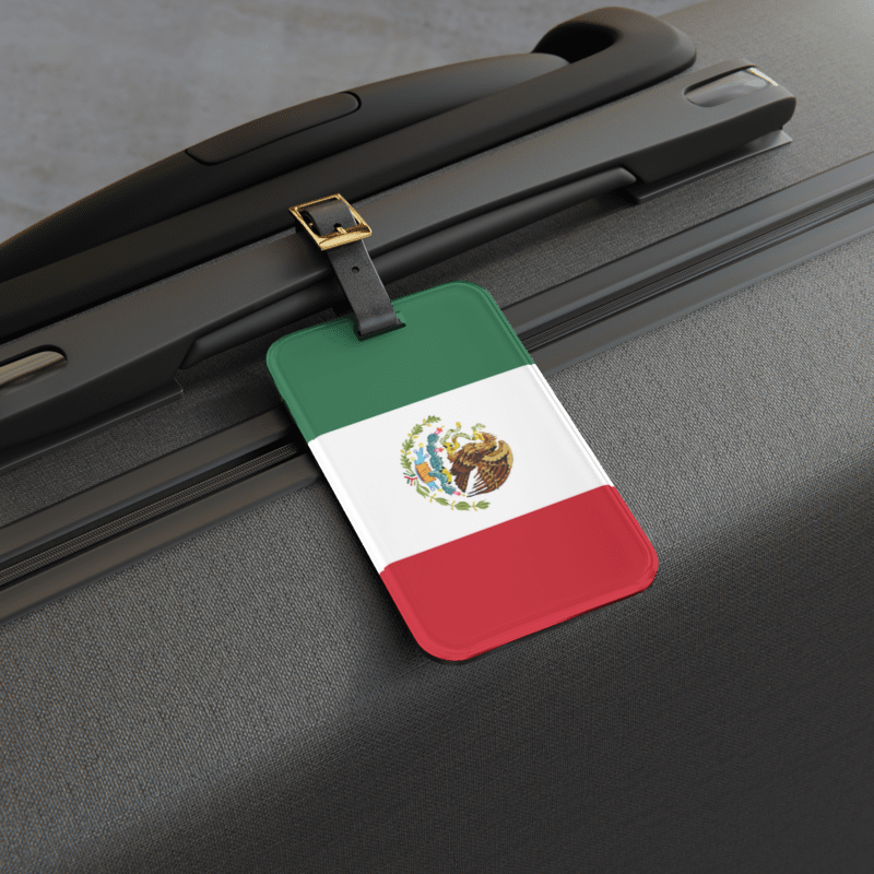 Etiqueta de equipaje México correa de cuero