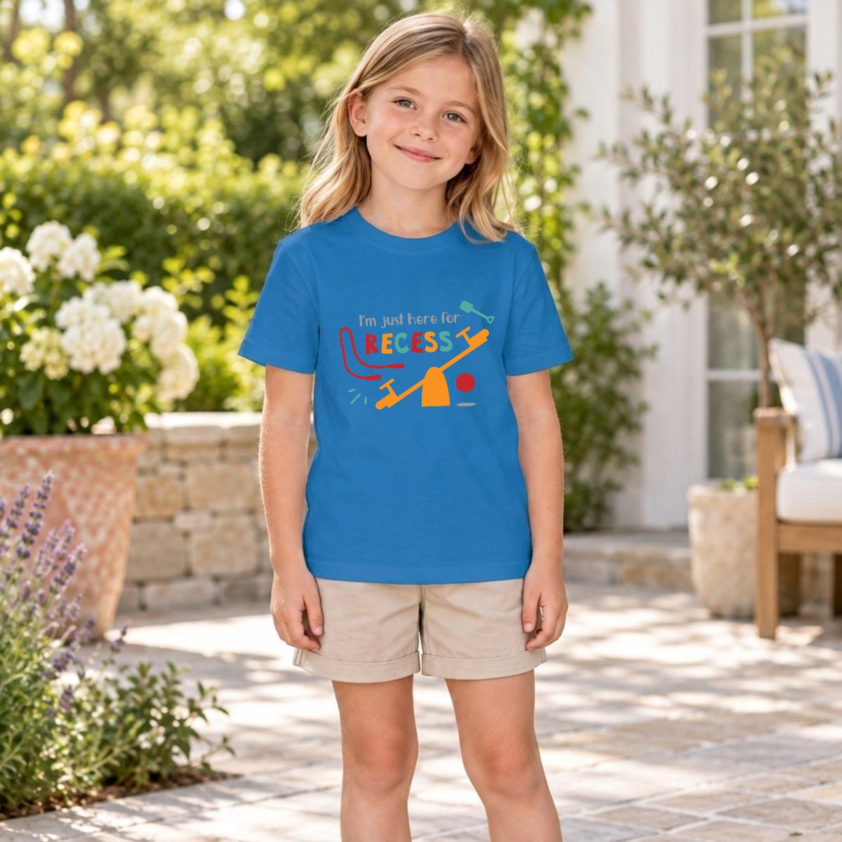 Camiseta Infantil 'I'm Just Here For Recess'
