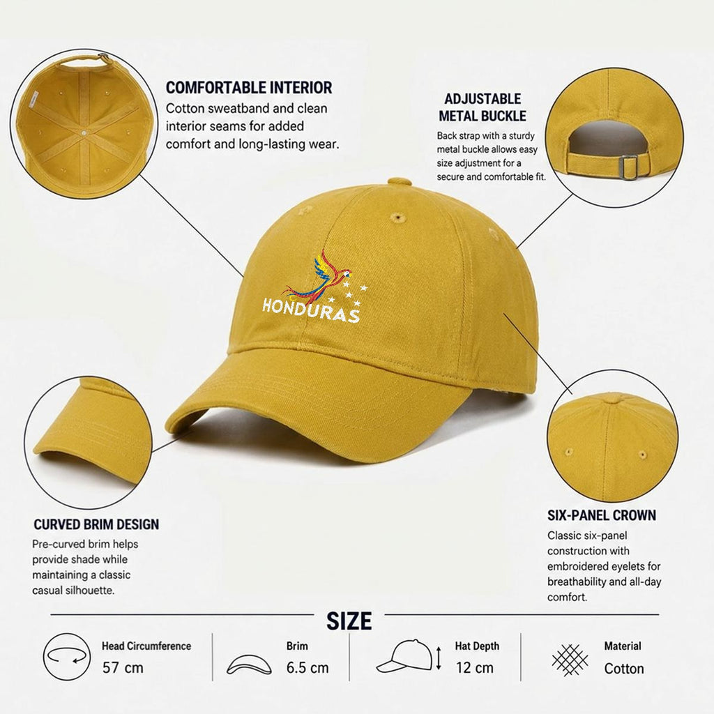 Gorra de Honduras Bordada Premium Guacamaya de Algodón Estilo Casual