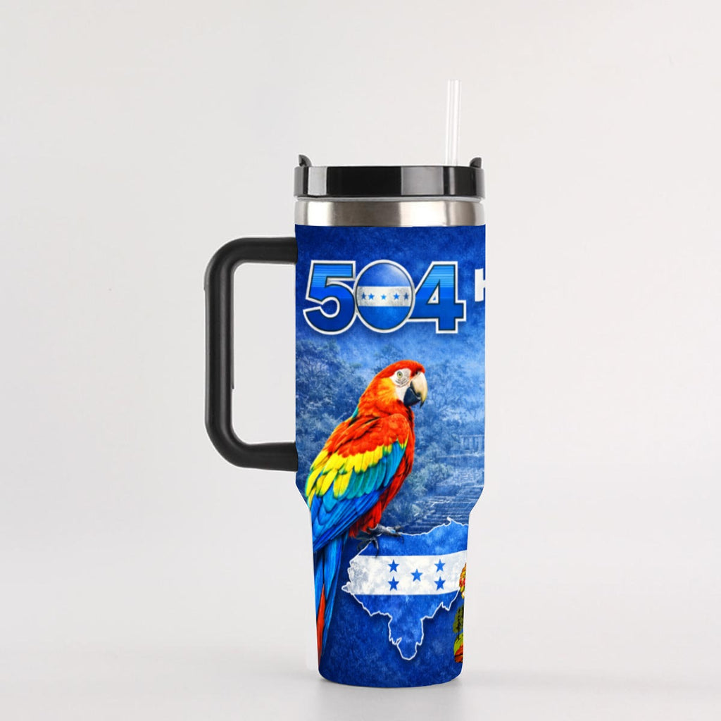 Tumbler Honduras 40 OZ Acero Inoxidable 304 con Asa y Popote – Tumbler Patriótico Catracho