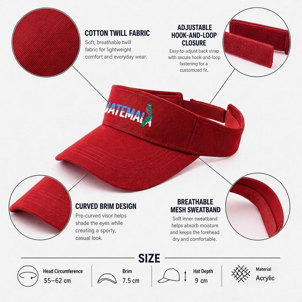 Visera Deportiva de Guatemala Bordada Premium Estilo Ajustable para Sol