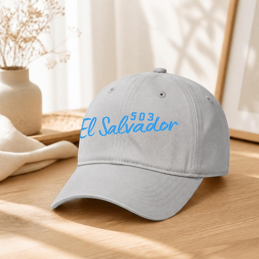 Gorra de El Salvador 503 Bordada Premium Estilo Casual Ajustable de Algodón