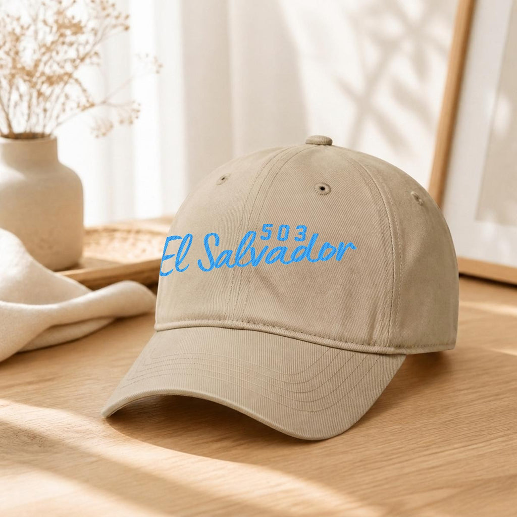 Gorra de El Salvador 503 Bordada Premium Estilo Casual Ajustable de Algodón