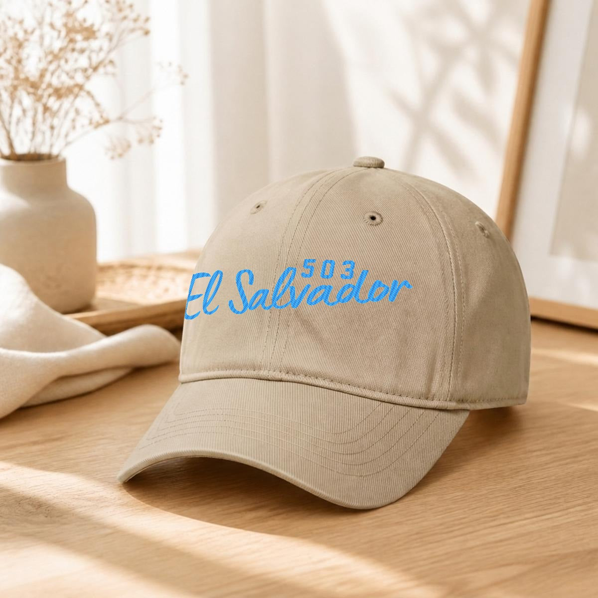 Gorra de El Salvador 503 Bordada Premium Estilo Casual Ajustable de Algodón