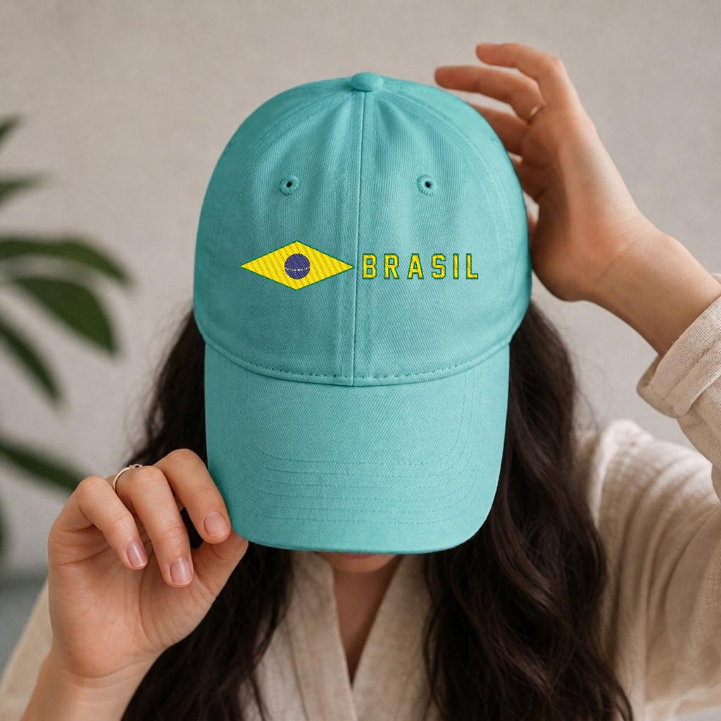 Gorra de Brasil Bordada Premium Estilo Casual Ajustable de Algodón