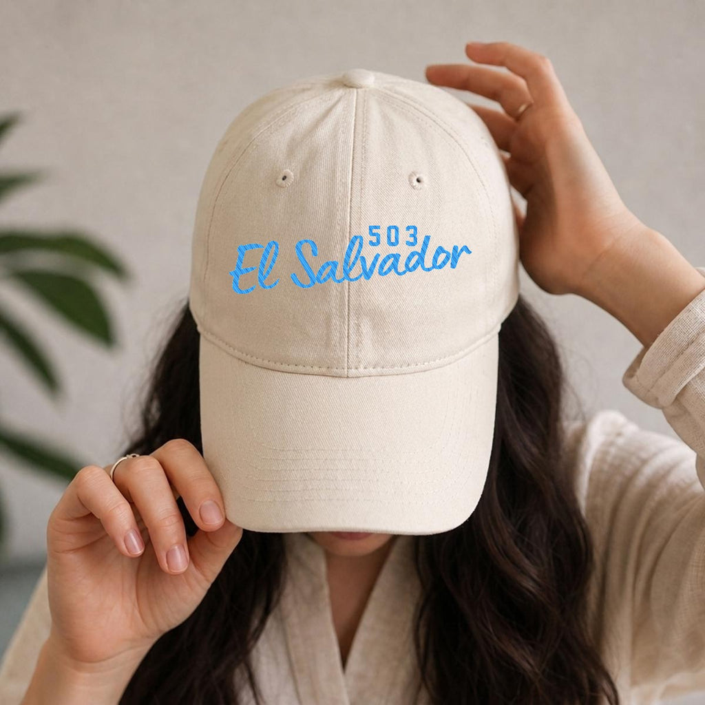 Gorra de El Salvador 503 Bordada Premium Estilo Casual Ajustable de Algodón