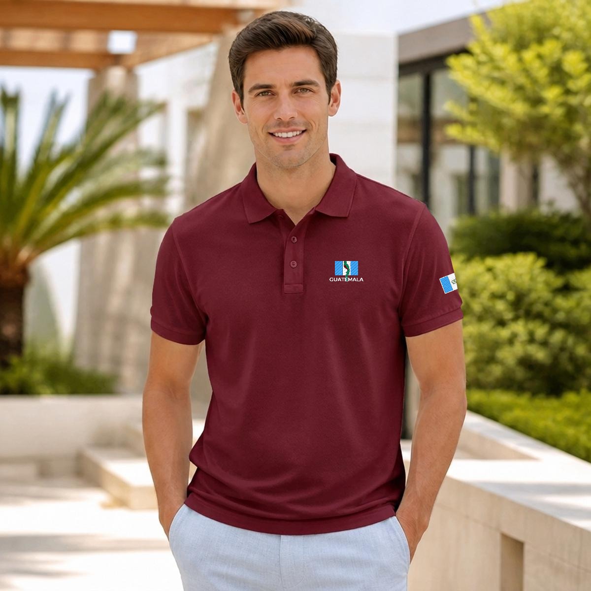 Camisa Tipo Polo de Guatemala  Bordada
