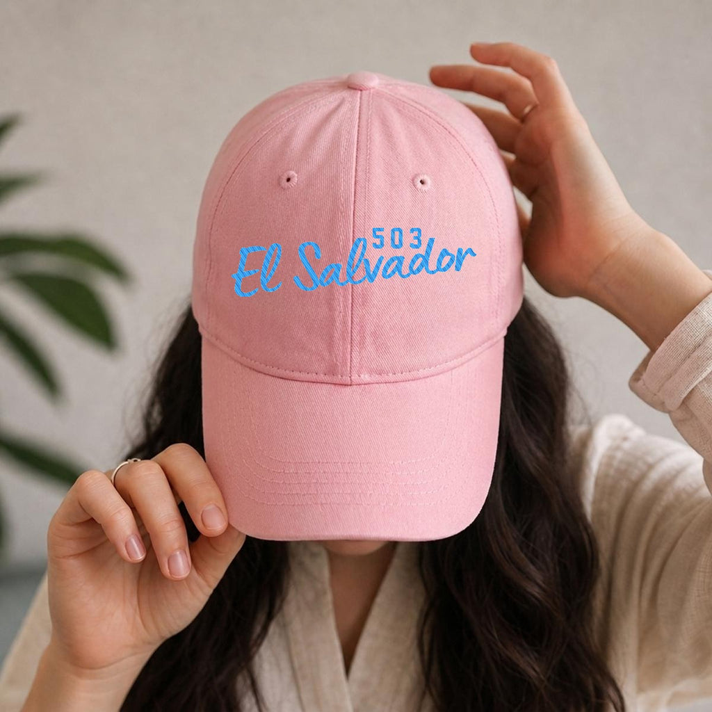 Gorra de El Salvador 503 Bordada Premium Estilo Casual Ajustable de Algodón