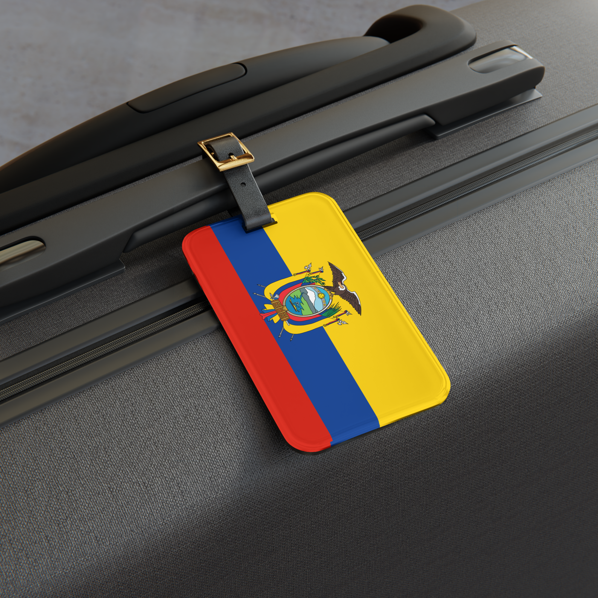 Etiqueta de equipaje Ecuador correa de cuero