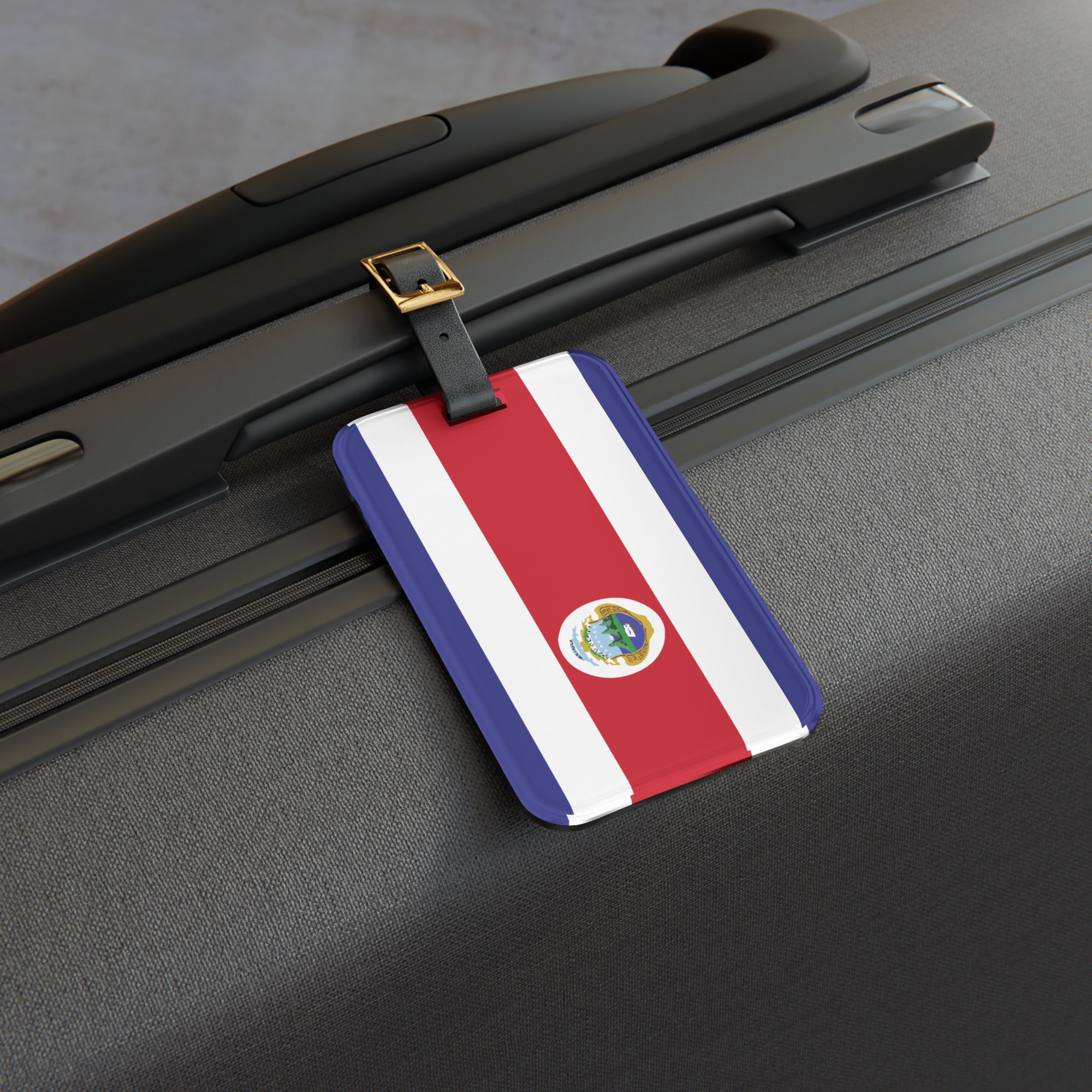 Etiqueta de equipaje Costa Rica correa de cuero