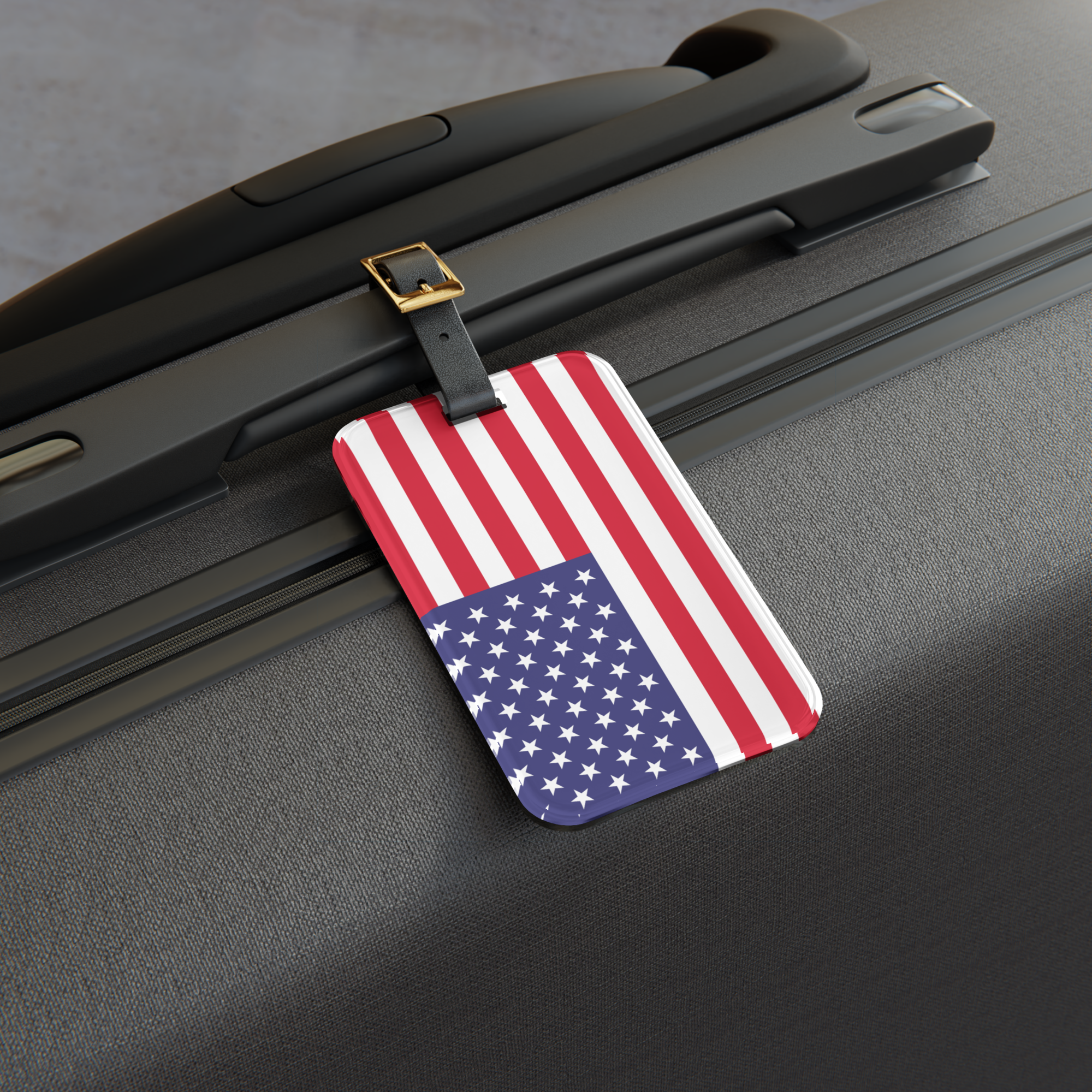 Etiqueta de equipaje USA correa de cuero