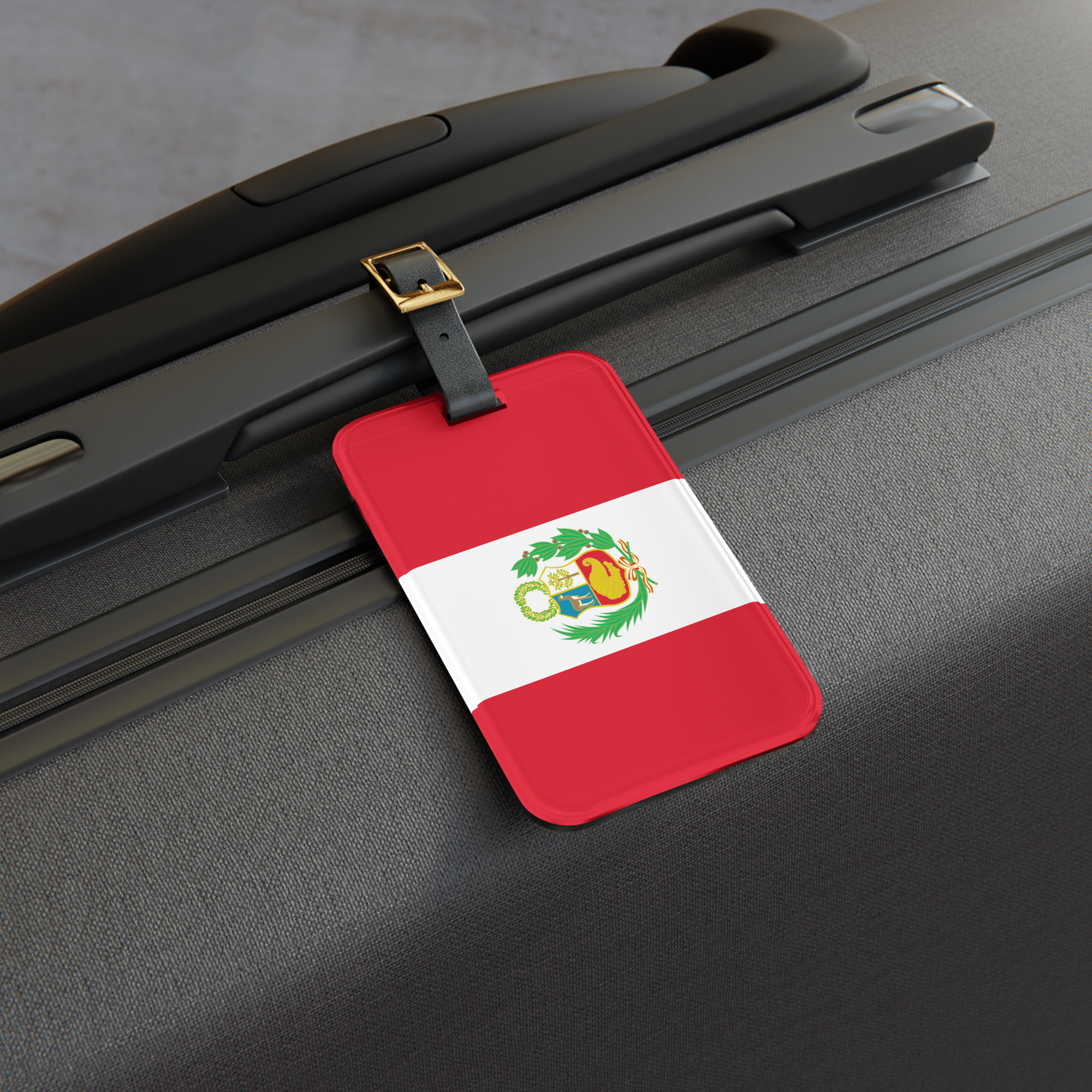 Etiqueta de equipaje Perú correa de cuero