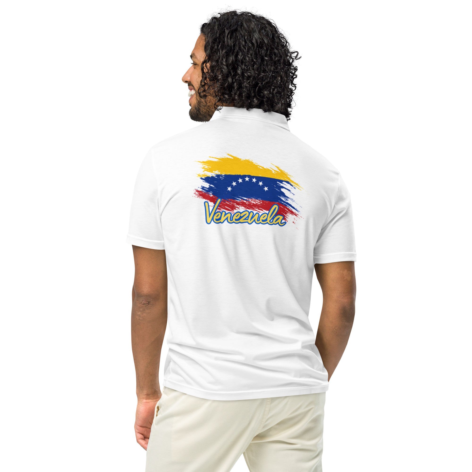 Polo Venezuela Escudo V Frontal y Bandera Espalda