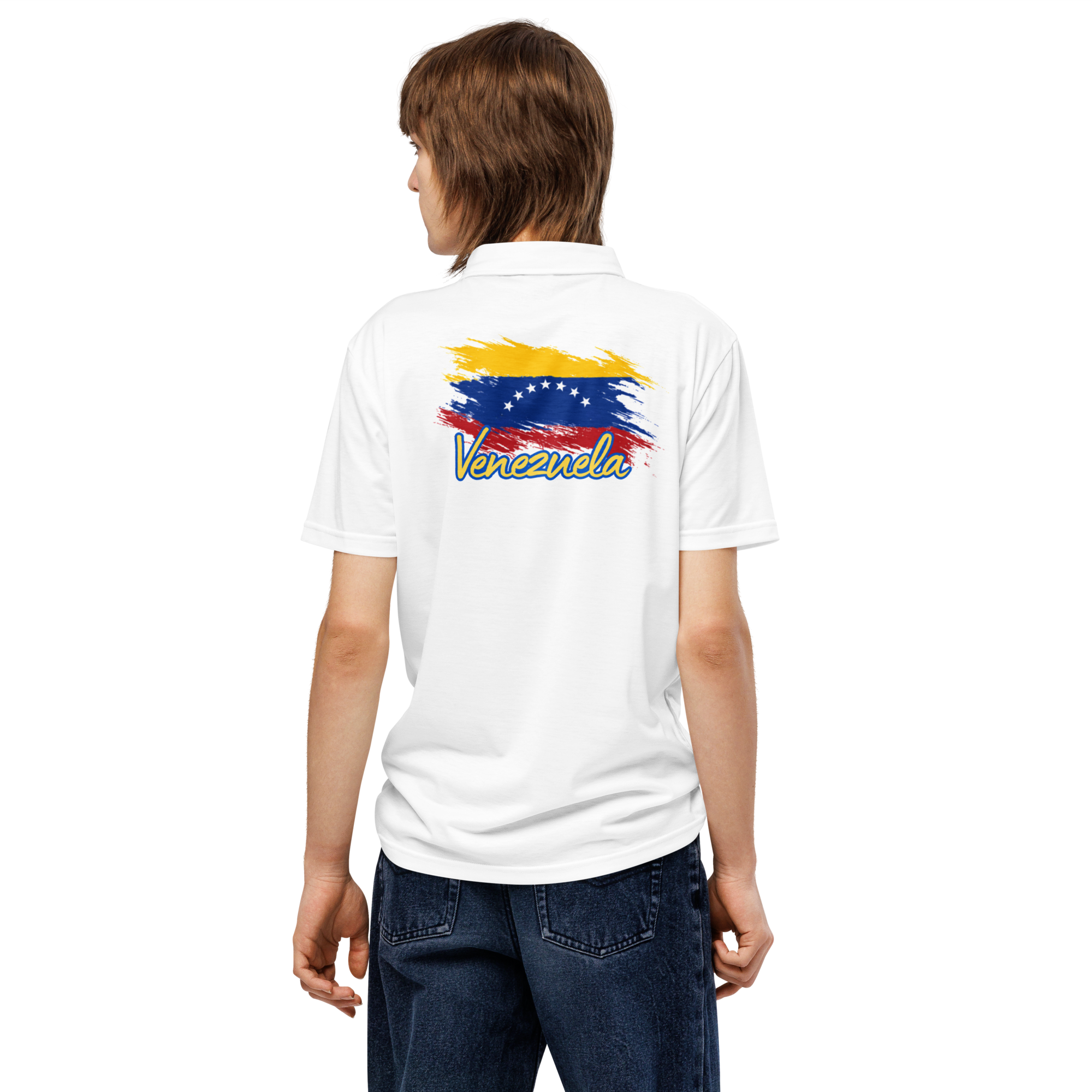 Polo Venezuela Escudo V Frontal y Bandera Espalda