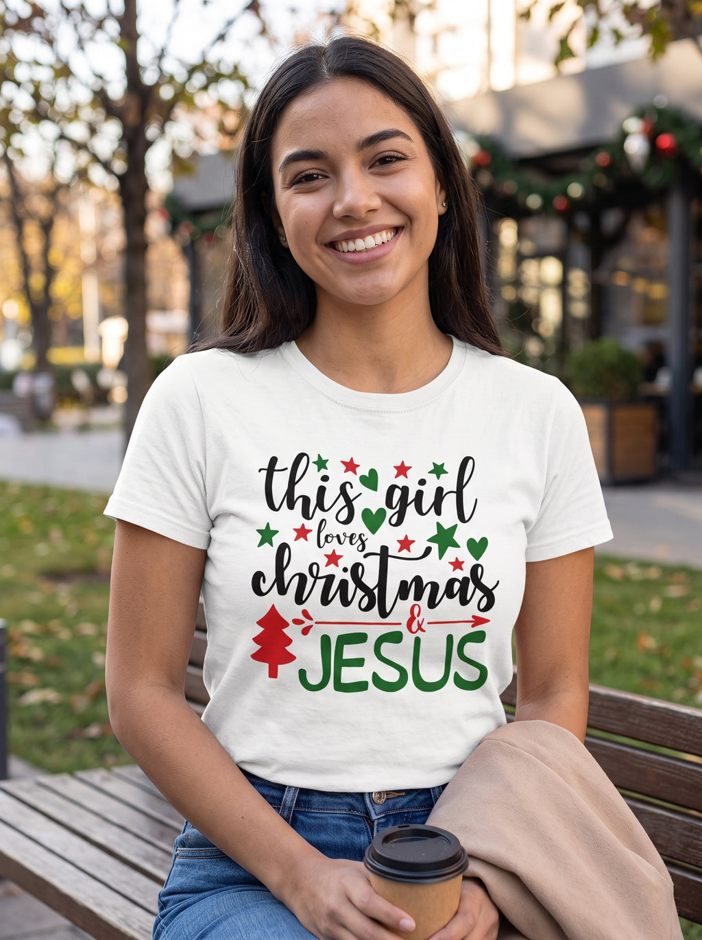 Christian T-Shirt This Girl Loves Christmas & Jesus