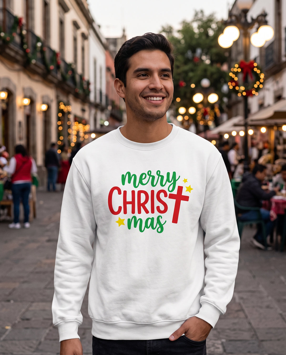 Sudadera Cristiana 'Merry Christ-mas' Cruz Navideña