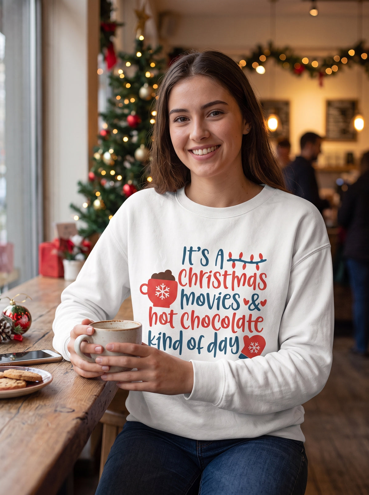 Sudadera Navideña 'Christmas Movies & Hot Chocolate'