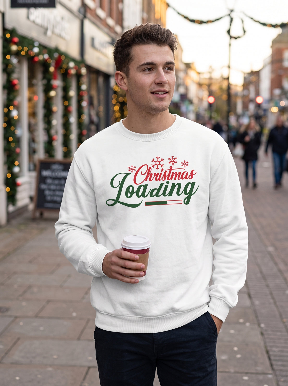 Sudadera Navideña Christmas Loading Cursiva