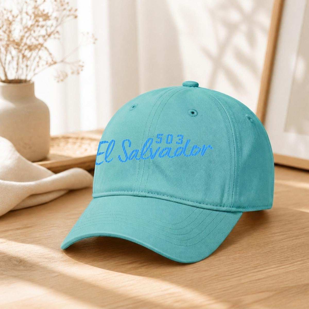 Gorra de El Salvador 503 Bordada Premium Estilo Casual Ajustable de Algodón