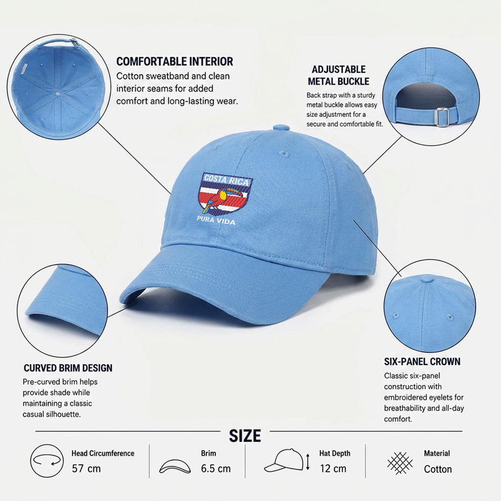 Gorra de Costa Rica Bordada Premium Pura Vida de Algodón Estilo Casual