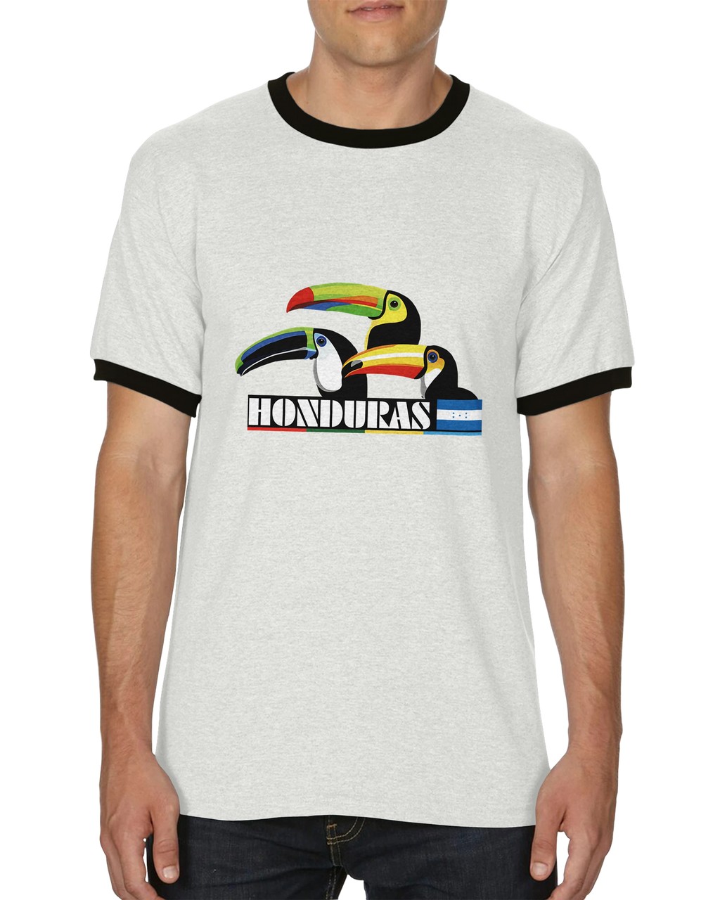 Retro Ringer T-Shirt 'Honduras' Toucans - Unisex