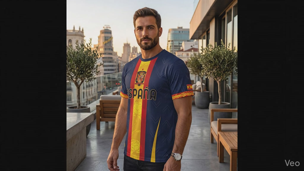 Camiseta España Premium con Diseño de Claveles y Escudo Real