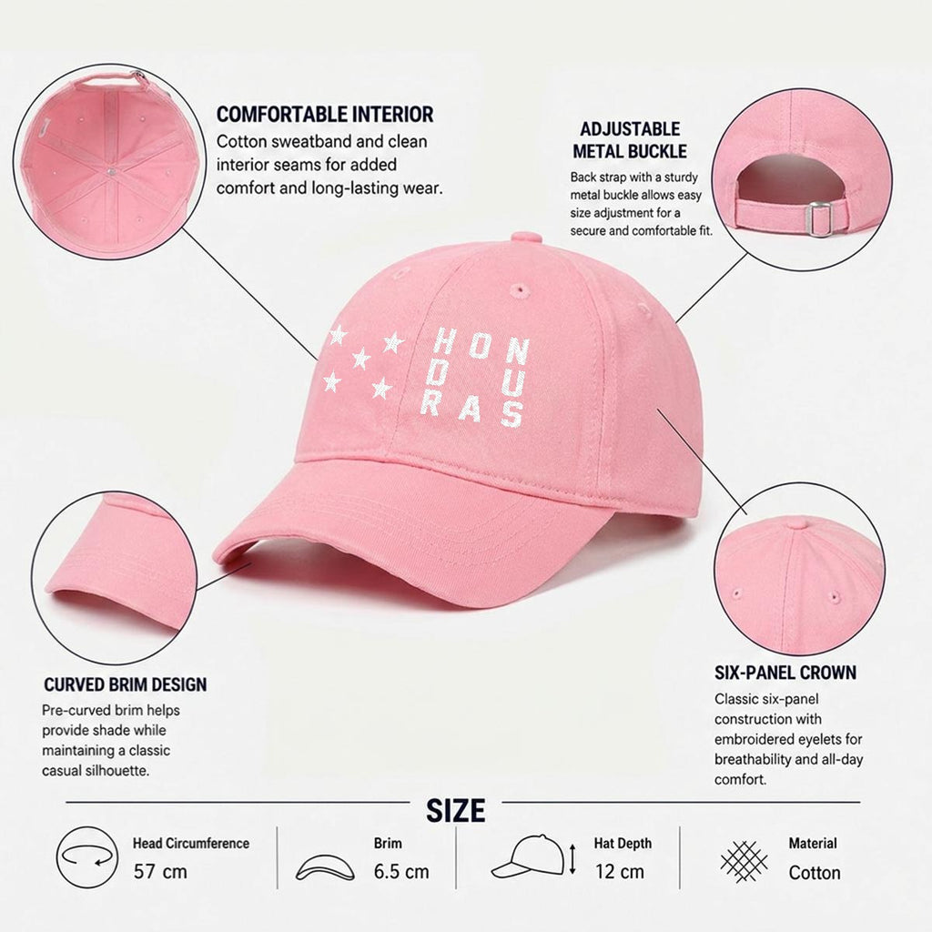 Gorra de Honduras Bordada Premium de Algodón Estilo Casual de Perfil Bajo