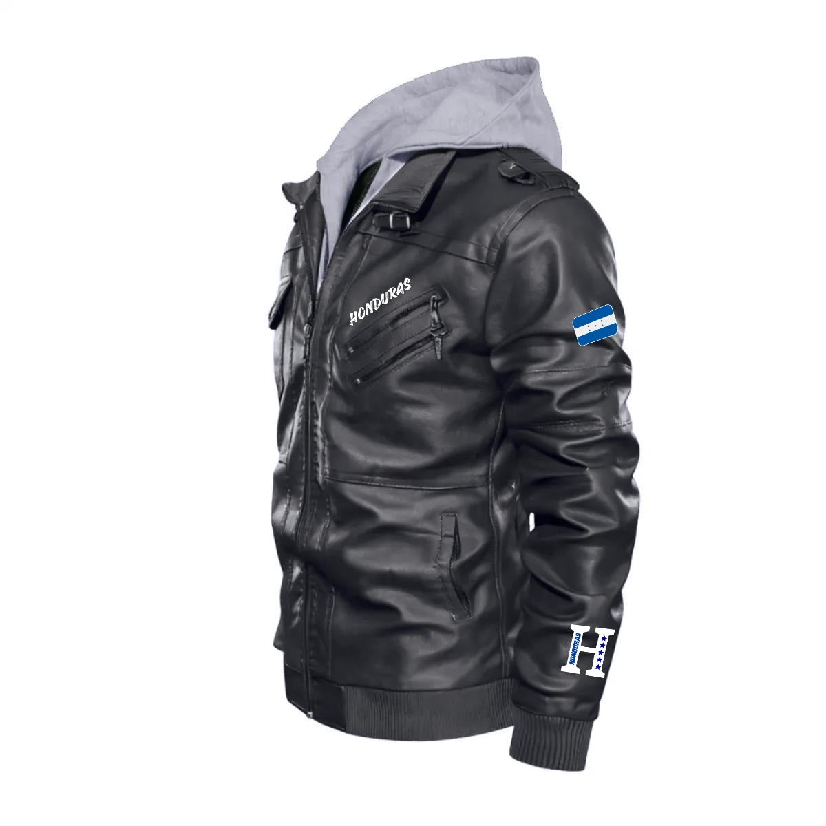 Chaqueta Tipo Cuero Honduras con Capucha Removible – Estilo Casual y Deportivo