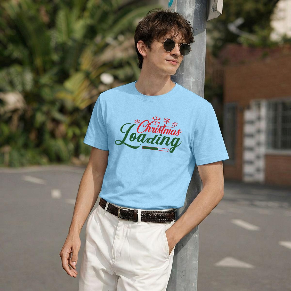 Camiseta Navideña Christmas Loading Cursiva