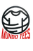 Logo of Mundo Tees with a black t-shirt outline and red text on a white background