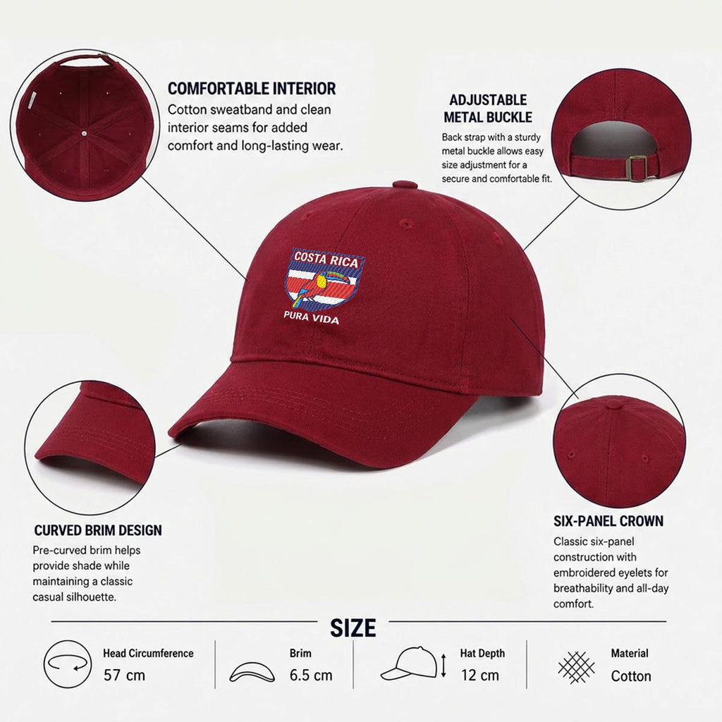 Gorra de Costa Rica Bordada Premium Pura Vida de Algodón Estilo Casual