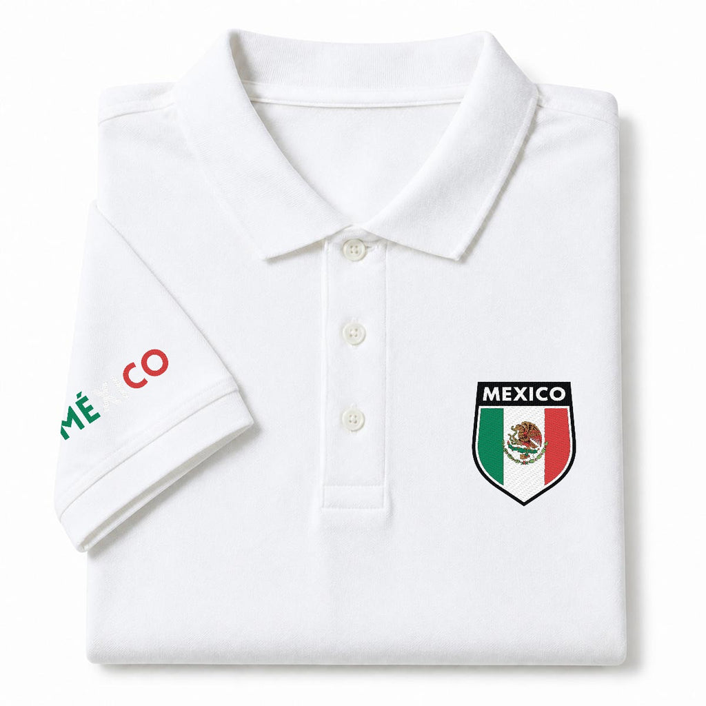 Camisa Tipo Polo de México Clásica de  Bordada